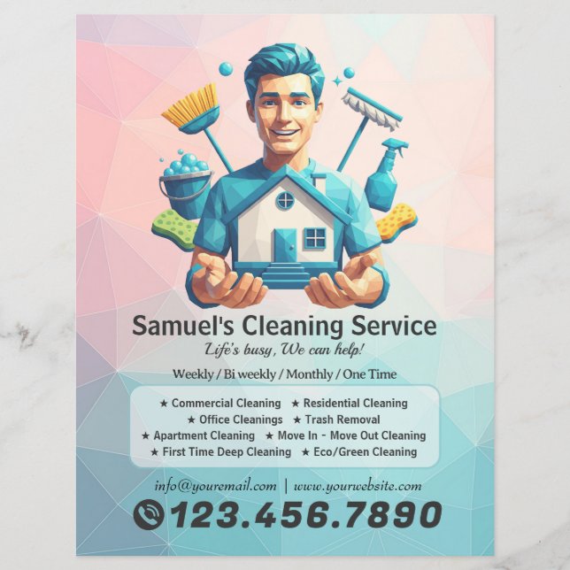 Flyer Modern House Cleaning Maid Service Housekeeping (Frente)