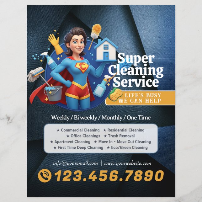 Flyer Modern House Cleaning Maid Service Housekeeping (Frente)