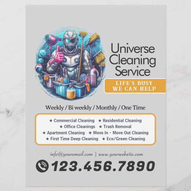 Flyer Modern House Cleaning Maid Service Housekeeping (Frente)