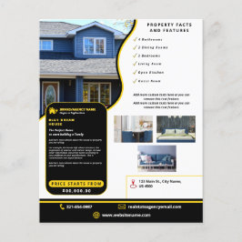 Flyer Modern House vendendo preto e amarelo personalizad
