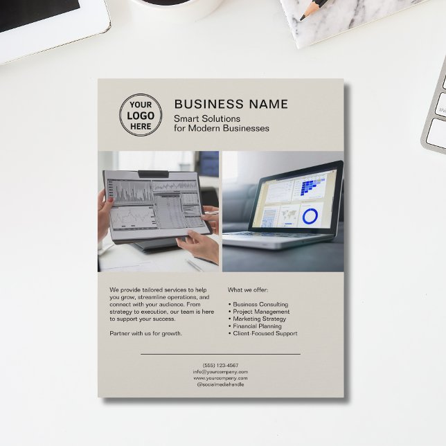 Flyer Modern Logo Photo Professional Services Business (Modern Logo Photo Professional Services Business Flyer)