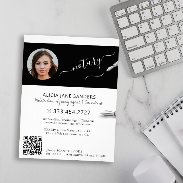 Flyer Modern photo notary signing agent QR (Criador carregado)