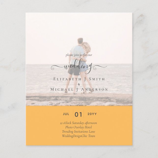 Flyer Modern PHOTO OVERLAY TEXT Wedding Budget (Frente)