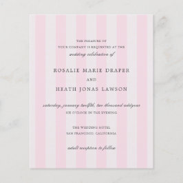 Flyer Modern Pink Stripes Elegant Budget Wedding Invite