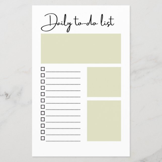Flyer Modern Sage Green Minimalist Daily To-Do List (Frente)