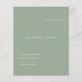 Flyer Modern Sage Green Simple Wedding Save the Date