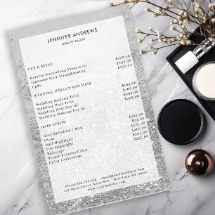 Flyer Modern Silver Glitter Salon Price List