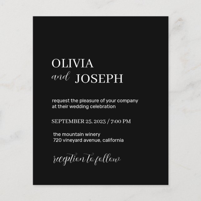 Flyer Moderno e minimalista simples | Convite Para Casam (Frente)