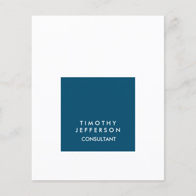 Flyer Moderno Elegante Branco Azul do Oceano Personaliza (Frente)