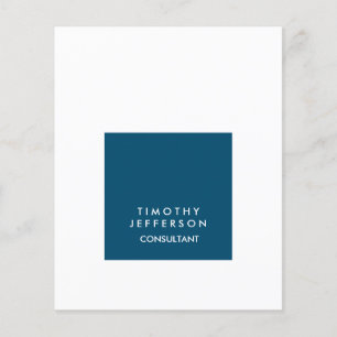 Flyer Moderno Elegante Branco Azul do Oceano Personaliza