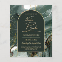 Moderno Emerald Green Dourado Agate Marble WEDDING