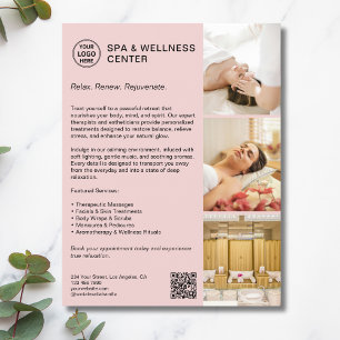 Flyer Moderno Negócio Promocional de Bem-Estar Spa Rosa