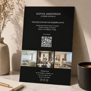 Flyer Moderno QR de Foto Personalizada Preto Negócios Pr