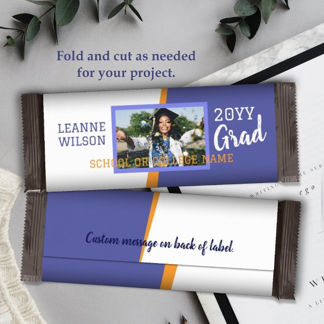 Flyer Molhador de Bar de Doces Personalizados de Graduaç (blue graduation personalized candy bar wrapper, diy chocolate bar label to celebrate your grad)