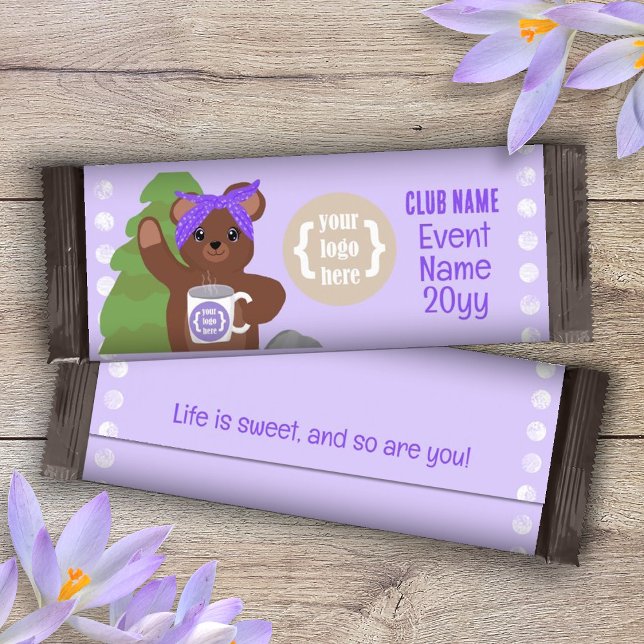 Flyer Molhador de Bar de Urso Vermelho Puro Personalizad (bear camping purple party favor candy bar wrapper logo personalized diy chocolate label coffee cup)