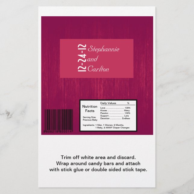Flyer Molhador de Doces para Casamentos de Madeira Rosa/ (Frente)
