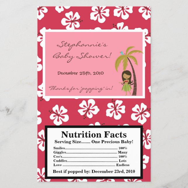 Flyer Molhador de Microondas Pipoca Rosa Havaiana Luau T (Frente)