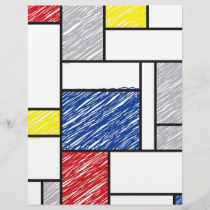 Flyer Mondrian Scribbles Minimalista De Stijl Arte Moder