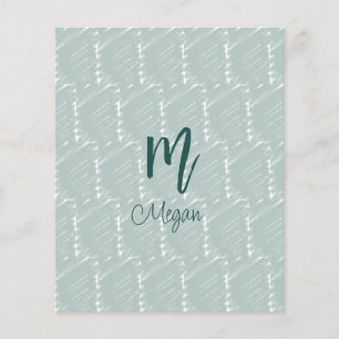 Flyer monograma de nome em aquarela azul pastel boho ret