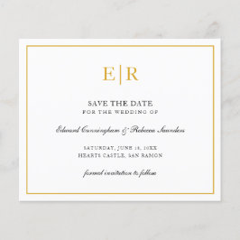 Flyer Monograma Dourado Casamento de Orçamento Elegante 