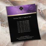Flyer Monograma Dourado Logotipo inicial preto e roxo mo<br><div class="desc">Logotipo inicial Dourado do Monograma Brochuras Modernas em Preto e Roxo.</div>
