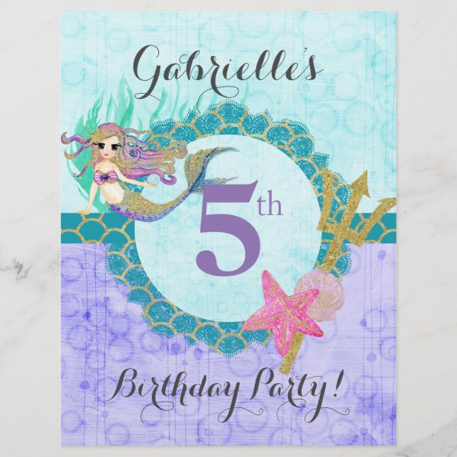 Flyer Monograma em forma de Sereia e Festa de aniversári (Verso)