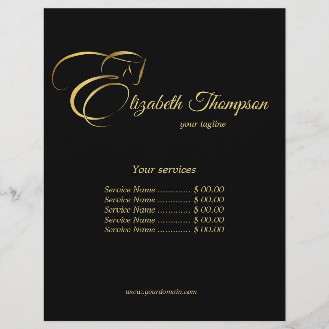 Flyer Monograma - Letra E Cavalo em ouro (Frente)