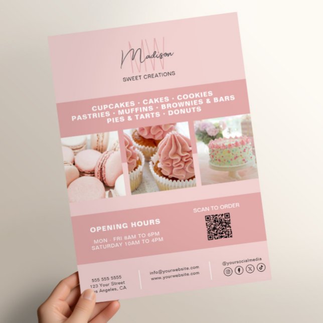 Flyer Monograma personalizado da padaria Logotipo comerc (Bakery Custom Monogram Logo Business Marketing Flyer)