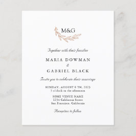Flyer Monograma. Simples orçamento Convite de casamento 