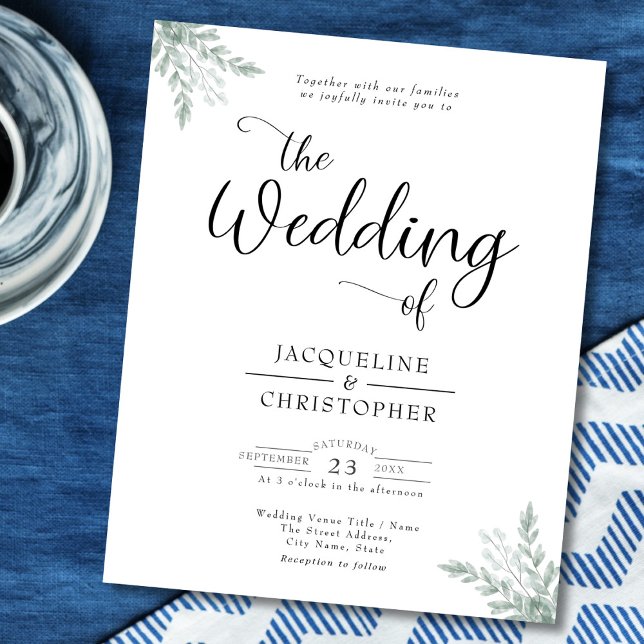 Flyer Monogramas Orçamento Eucalyptus Invitation (Criador carregado)