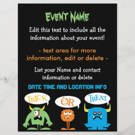 Flyer Monstros de Halloween de Cuta de Eventos Personali