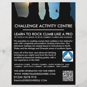 Flyer Montanhista Silhueta, Anúncio de Caminhada e Escal