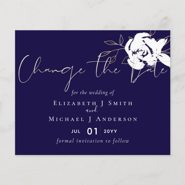 Flyer Mudar a Data Azul Marinho Branco Dourado ORÇAMENTO (Frente)