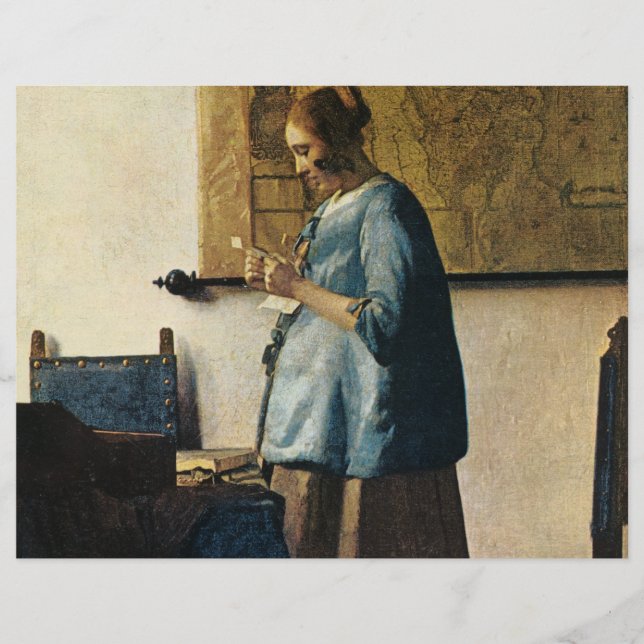 Flyer Mulher de Vermeer a azul lendo uma letra ca.1665 (Frente)