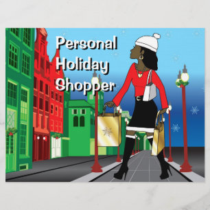 Flyer Mulher fazendo compras de Natal com bolsas vestida