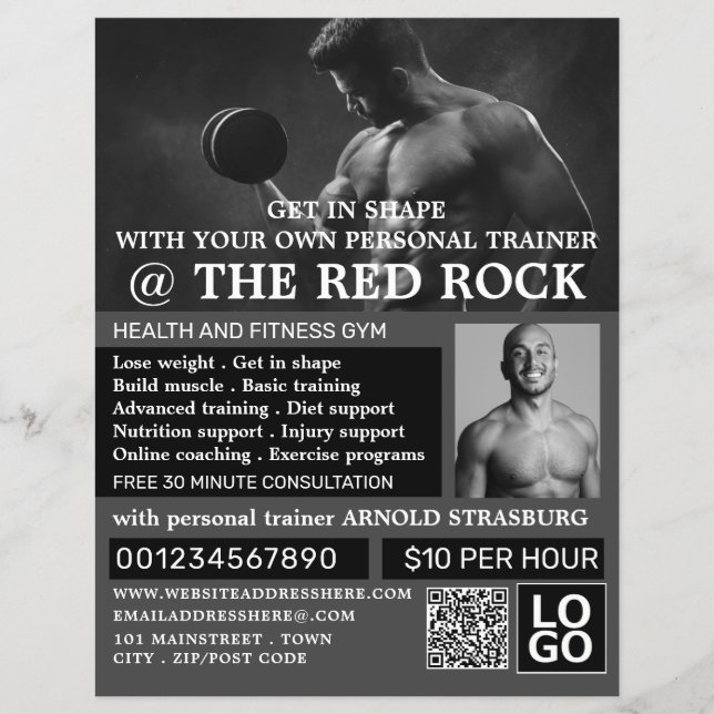 Flyer Muscle Man, Treinador Pessoal, Publicidade De Gym (Frente)