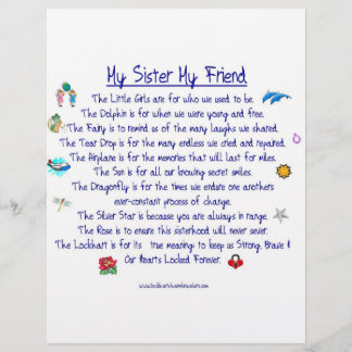 Flyer MY SISTER My Friend poem with graphics (Meu poema 