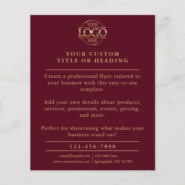 Flyer Na moda Burgundy Promocional de logotipo Red Busin (Frente)