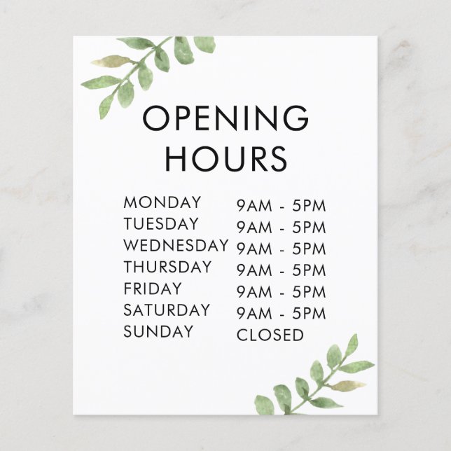 Flyer Na moda Comprar Tempo de Abertura com folhas verde (Frente)