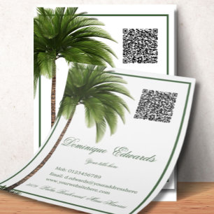 Flyer Na moda de Código QR da Árvore Tropical Palm Tree