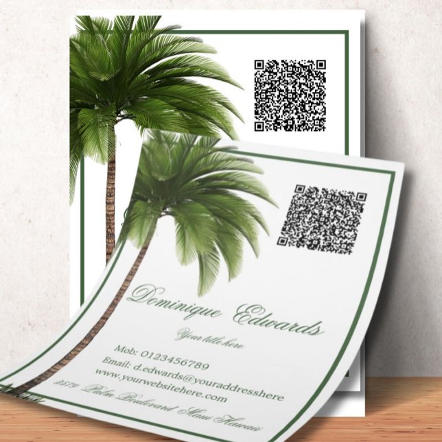 Flyer Na moda de Código QR da Árvore Tropical Palm Tree (Criador carregado)
