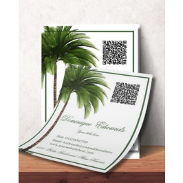 Flyer Na moda de Código QR da Árvore Tropical Palm Tree