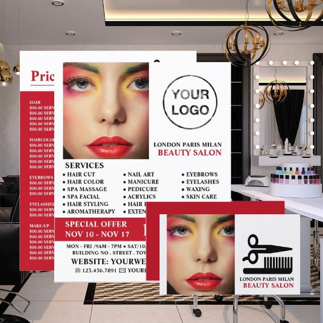 Flyer Na moda Makeup Design, Beauticista, Beauty Salon (Criador carregado)
