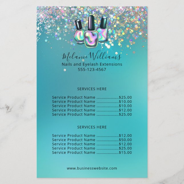 Flyer Nail Artist Manicure Sparkle Business (Frente)