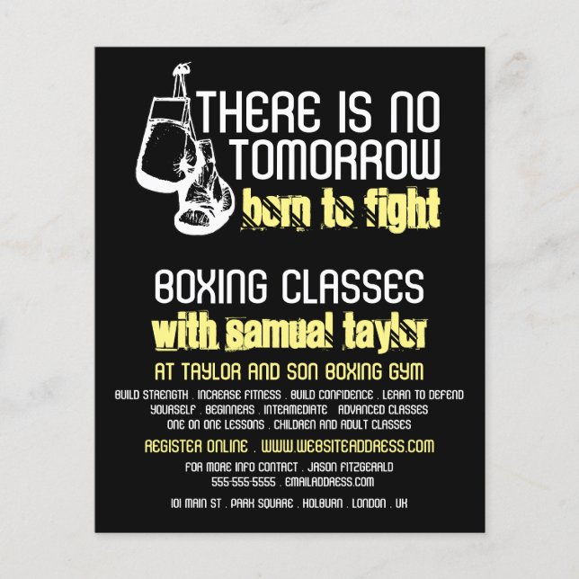 Flyer Nascer Para Lutar, Boxing Club, Boxing Formador Ad (Frente)
