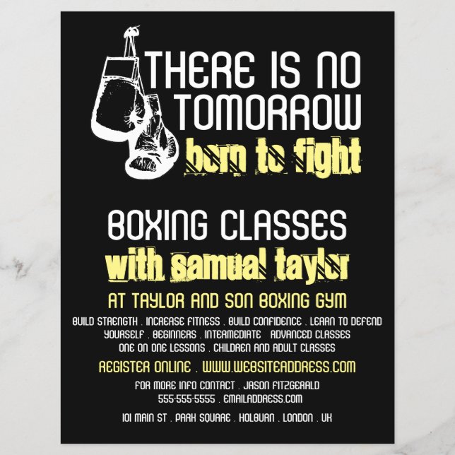 Flyer Nascer Para Lutar, Boxing Club, Boxing Formador Ad (Frente)