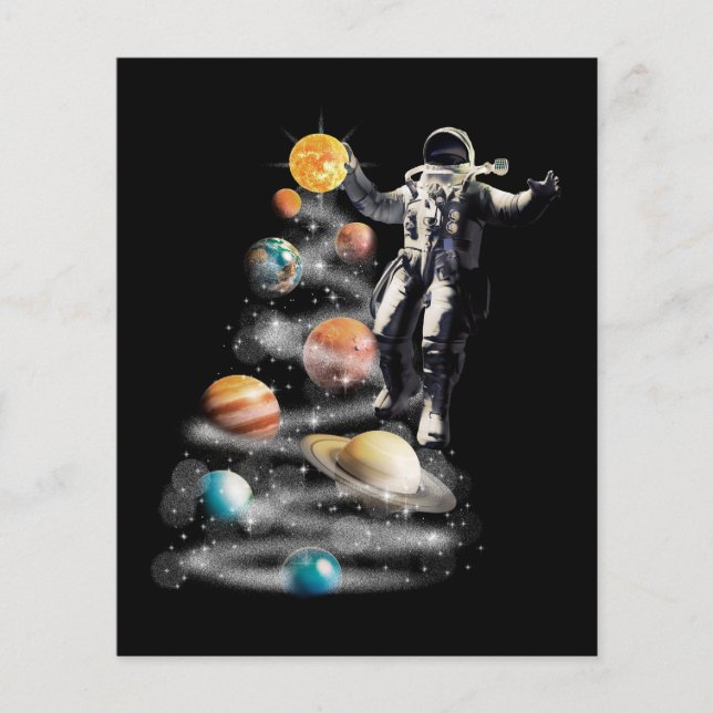 Flyer Natal no Astronauta do Sistema Solar no Espaço (Frente)