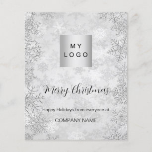 Flyer Natal prateado, neve no inverno, QR Instagram