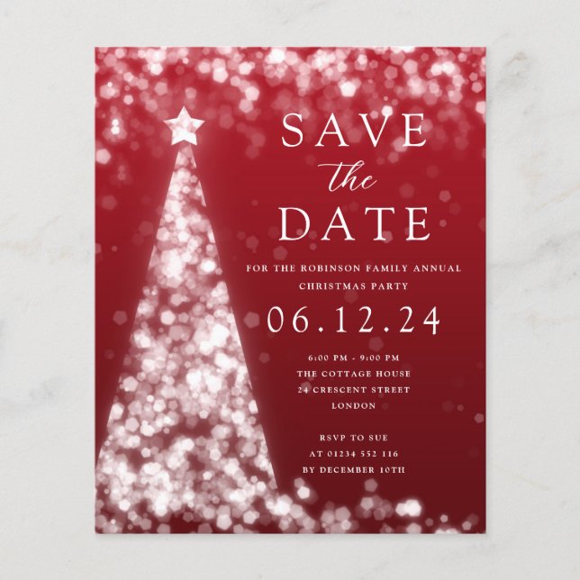 Flyer Natal Salve A Data Silver Glam Red Invite (Frente)