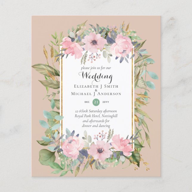 Flyer Natureza Almoça Casamento Verde Russo Boho (Frente)